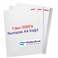 1 den 5000 ye Numaralı A4 NUMARALI KAĞIT