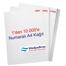 1 den 10000 ye Numaralı A4 NUMARALI KAĞIT